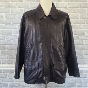 GTF Italy Leather Black Jacket Artisan Produced Classic Luxury Style Mens 56